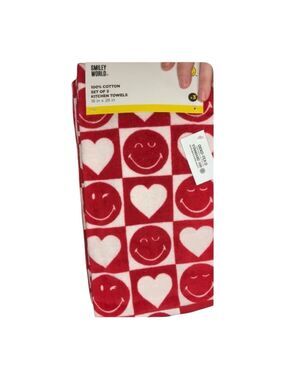 Smiley World Red and White Kitchen Towels NWT